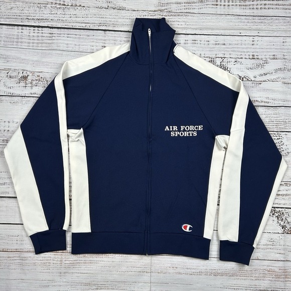 VTG 80's Champion Air Force‎ Sports Academy Full Zip Track Jacket Mens Coat Sz S